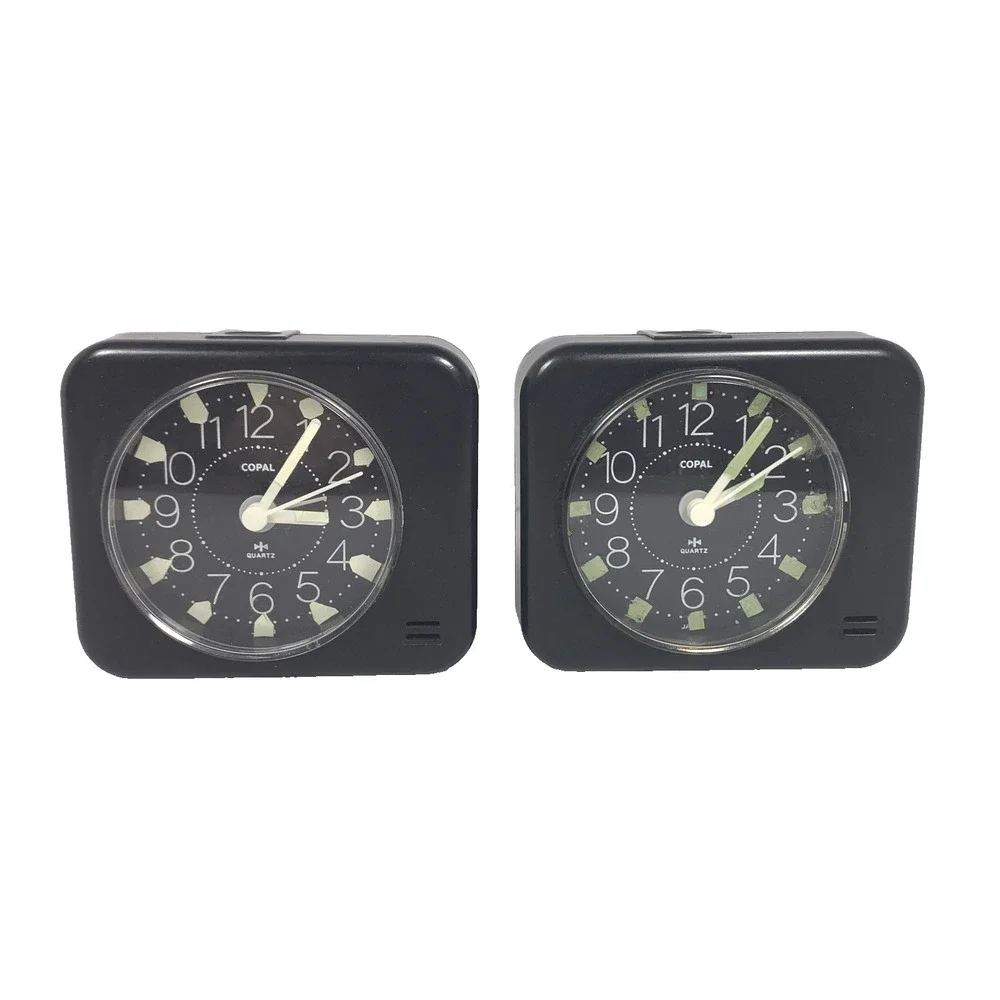 Lot of 2 Vintage Travel Battery Operated Clocks Copal Quartz HQ 255